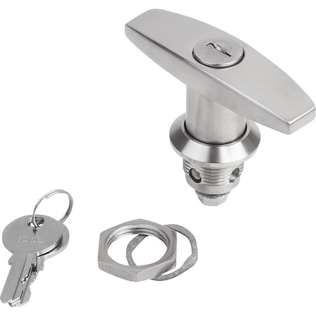 Kipp Quarter-Turn Lock, Single-Key System, H=18, D=32, Stainless Steel 1.4401 K1356.2186